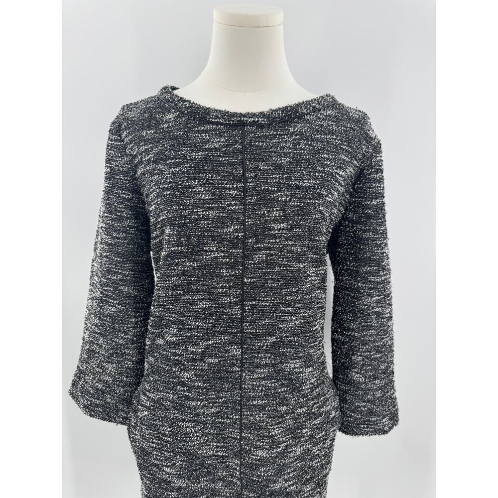 Banana Republic Black White Boucle Dress XL Long Sleeve Stretch Sheath